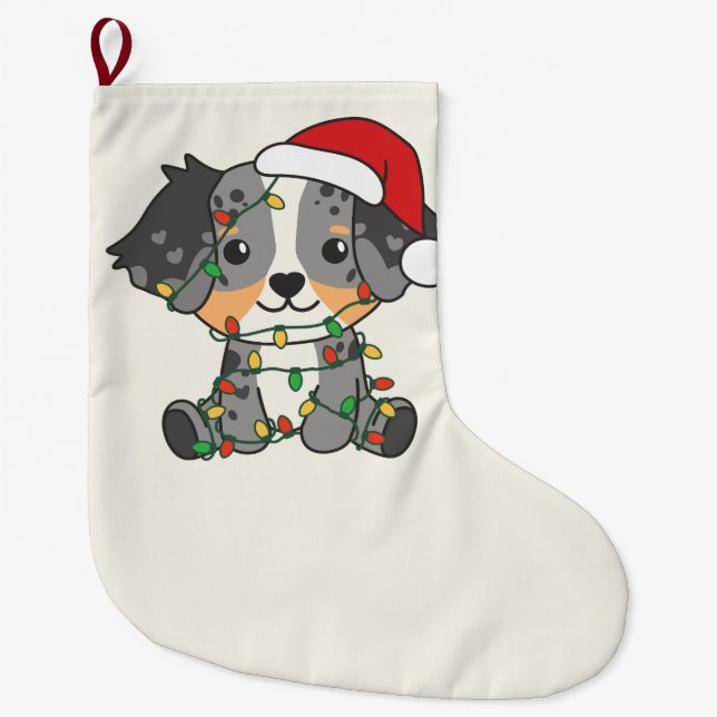 Australian Shepherd Christmas Winter Animals Großer Weihnachtsstrumpf (Vorderseite)