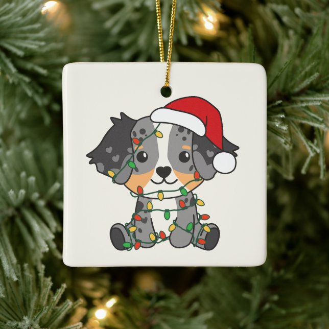 Australian Shepherd Christmas Winter Animals Keramikornament (Baum)