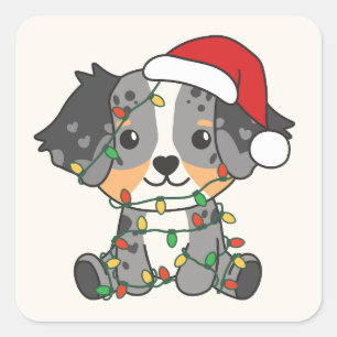 Australian Shepherd Christmas Winter Animals Quadratischer Aufkleber