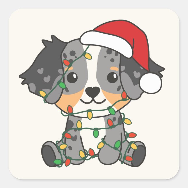 Australian Shepherd Christmas Winter Animals Quadratischer Aufkleber (Vorderseite)