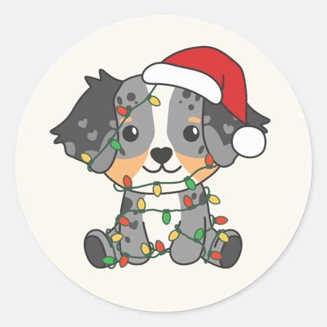 Australian Shepherd Christmas Winter Animals Runder Aufkleber (Vorderseite)