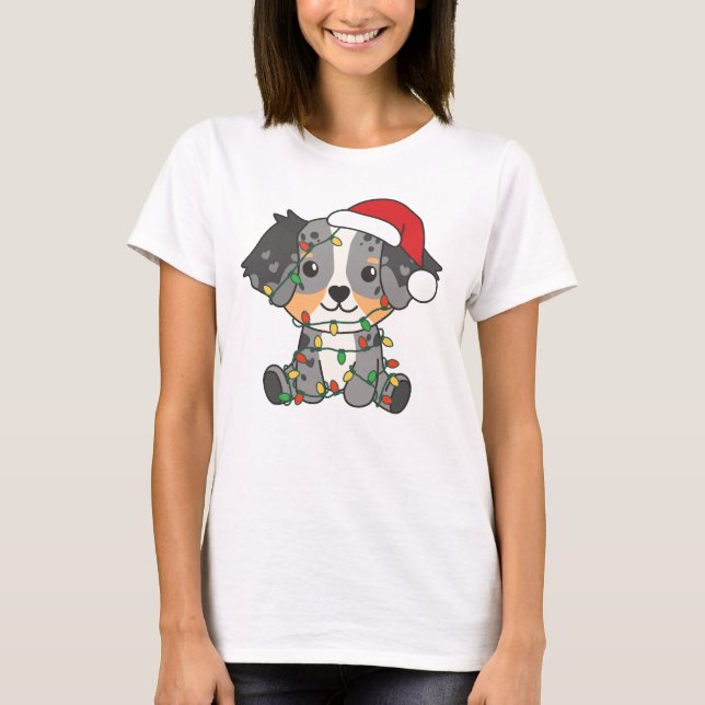 Australian Shepherd Christmas Winter Animals T-Shirt (Vorderseite)