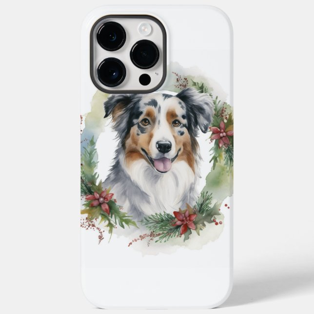 Australian Shepherd Christmas Wreath Festive Pup Case-Mate iPhone Hülle (Rückseite)