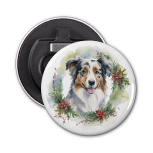 Australian Shepherd Christmas Wreath Festive Pup Flaschenöffner
