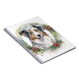 Australian Shepherd Christmas Wreath Festive Pup Notizblock