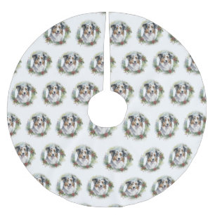 Australian Shepherd Christmas Wreath Festive Pup Polyester Weihnachtsbaumdecke