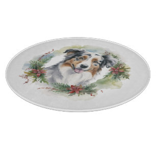 Australian Shepherd Christmas Wreath Festive Pup Schneidebrett