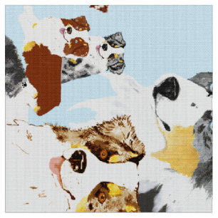 Australian Shepherd Collage Poly Poplin 60" Fabric Stoff
