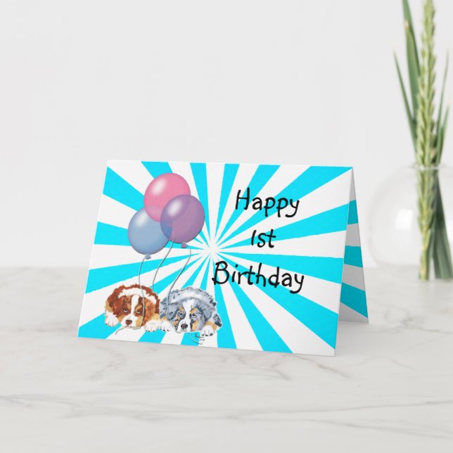 Australian Shepherd Custom Happy Birthday Card Karte (Vorderseite)