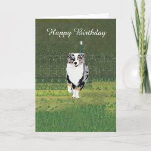 Australian Shepherd Custom Happy Birthday Card Karte