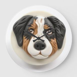 Australian Shepherd Dog 3D Inspiriert Große Wanduhr