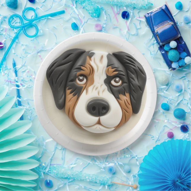Australian Shepherd Dog 3D Inspiriert Pappteller (Party)