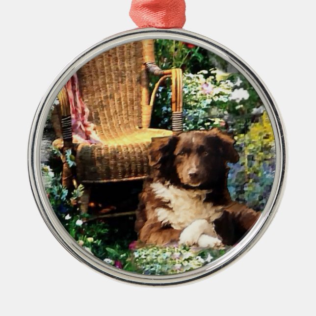 Australian Shepherd Dog Art Ornament Aus Metall (Vorne)