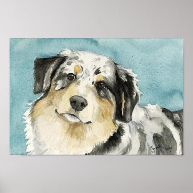 "Australian Shepherd" Dog Art Print Poster (Vorne)