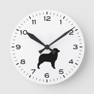 Australian Shepherd Dog Aussie Silhouette Runde Wanduhr