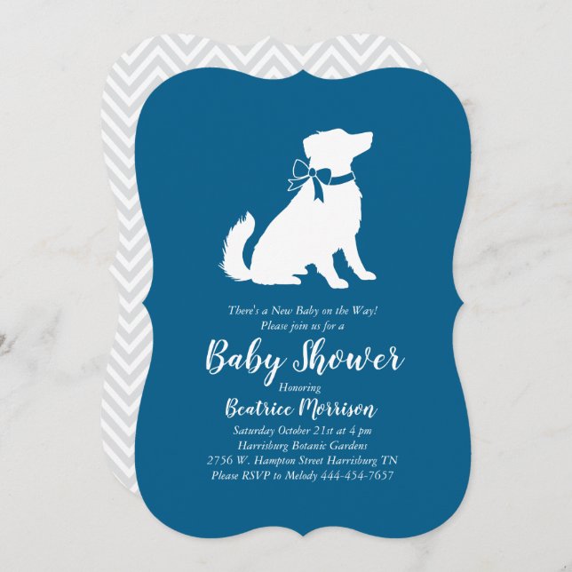 Australian Shepherd Dog Baby Shower Blue Boy Einladung (Vorne/Hinten)