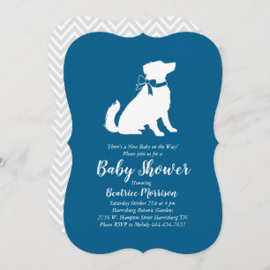 Australian Shepherd Dog Baby Shower Blue Boy Einladung