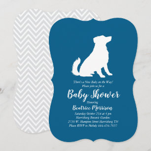 Australian Shepherd Dog Baby Shower Blue Boy Einladung