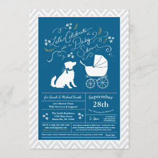 Australian Shepherd Dog Baby Shower Blue Boy Einladung
