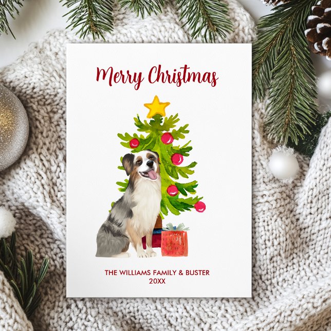 Australian Shepherd Dog Christmas Feiertagskarte (Von Creator hochgeladen)