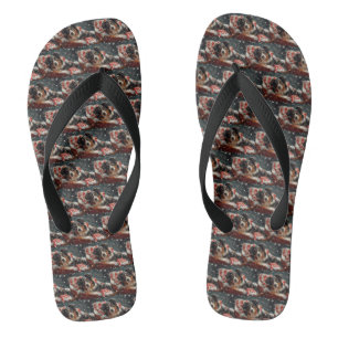 Australian Shepherd Dog Christmas Festive Flip Flops