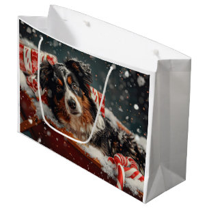 Australian Shepherd Dog Christmas Festive Große Geschenktüte