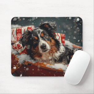 Australian Shepherd Dog Christmas Festive Mousepad
