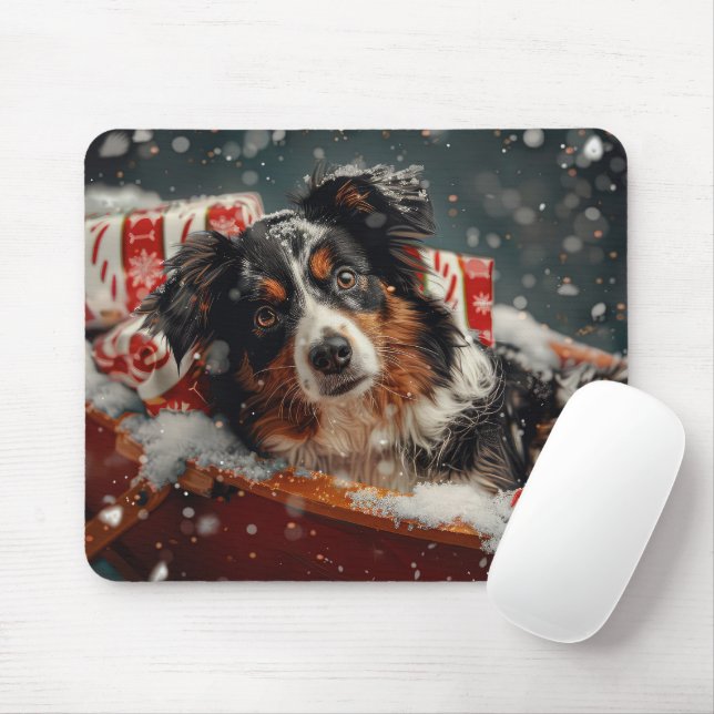 Australian Shepherd Dog Christmas Festive Mousepad (Mit Mouse)