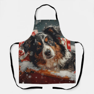 Australian Shepherd Dog Christmas Festive Schürze