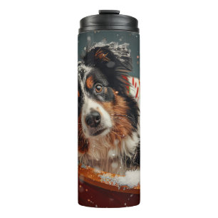 Australian Shepherd Dog Christmas Festive Thermosbecher
