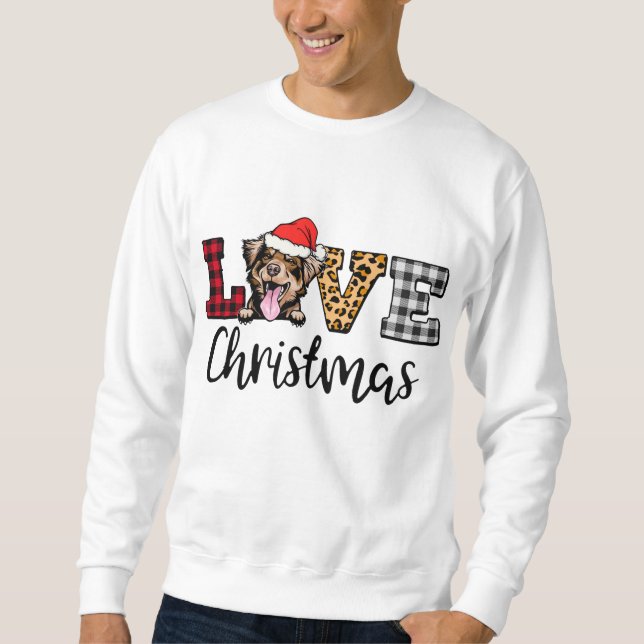 Australian Shepherd Dog Christmas Leopard Buffalo Sweatshirt (Vorderseite)