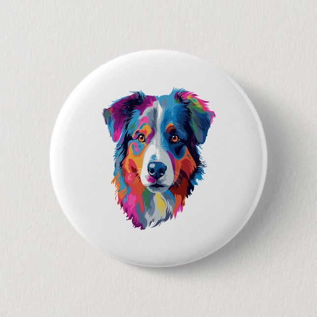 Australian Shepherd Dog Colorful Button (Vorderseite)