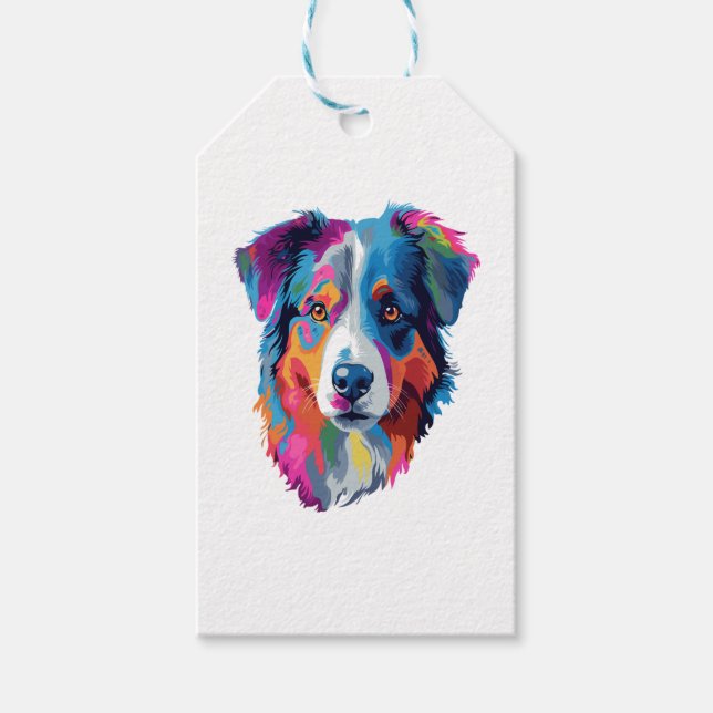 Australian Shepherd Dog Colorful Geschenkanhänger (Vorderseite)
