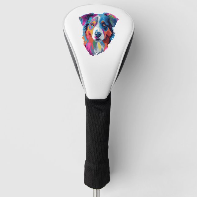 Australian Shepherd Dog Colorful Golf Headcover (Vorderseite)