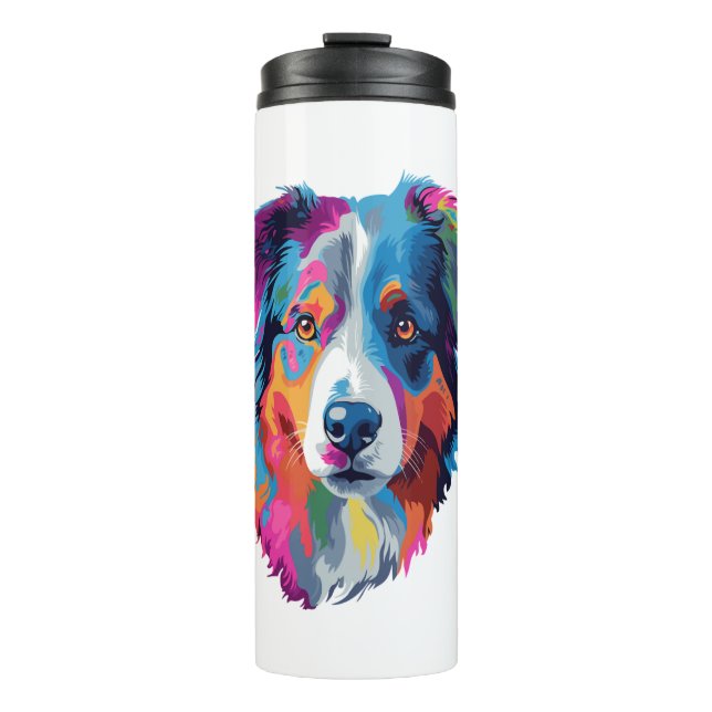Australian Shepherd Dog Colorful Thermosbecher (Vorderseite)