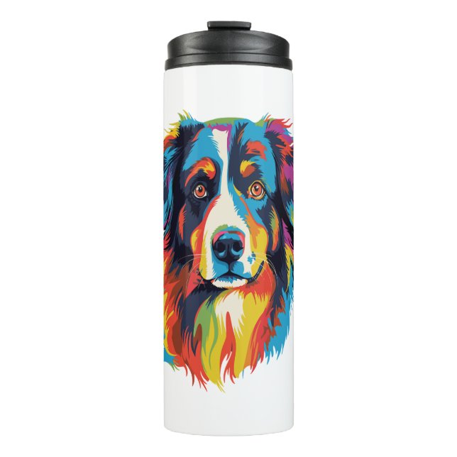 Australian Shepherd Dog Colorful Thermosbecher (Vorderseite)