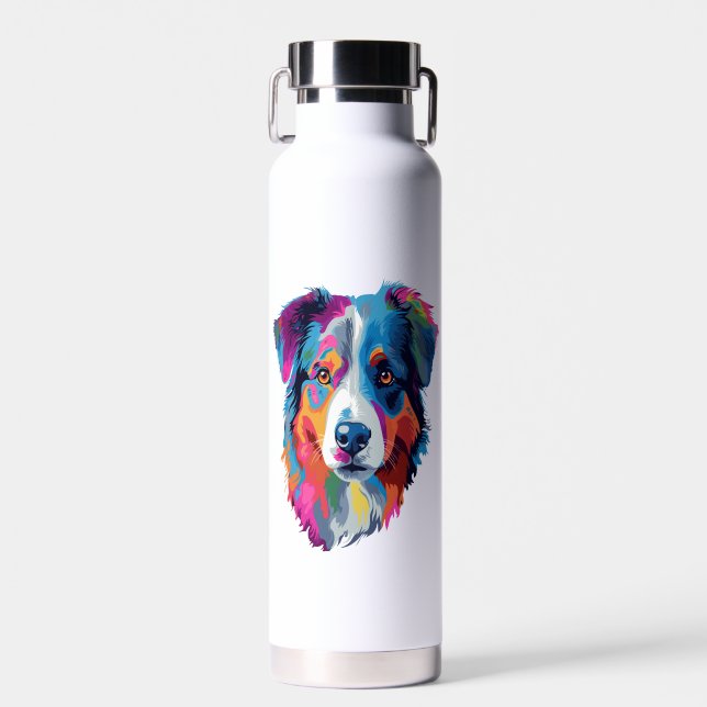 Australian Shepherd Dog Colorful Trinkflasche (Vorne)