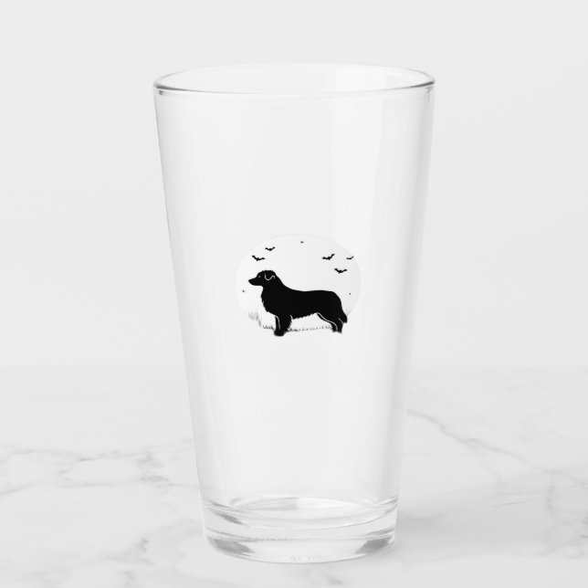 Australian Shepherd Dog � Halloween Moon Silhouett Glas (Vorderseite)