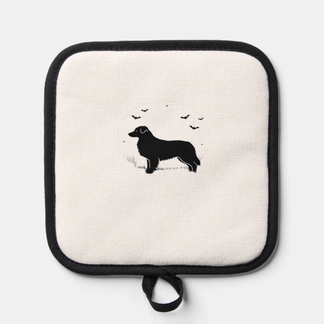 Australian Shepherd Dog � Halloween Moon Silhouett Topflappen (Vorderseite)