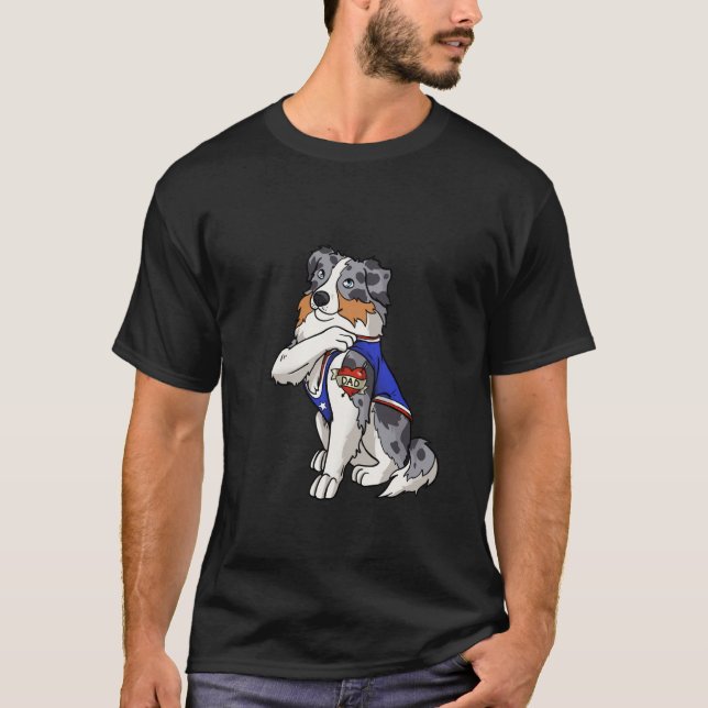 Australian Shepherd Dog Love Dad Puppy Owner T-Shirt (Vorderseite)