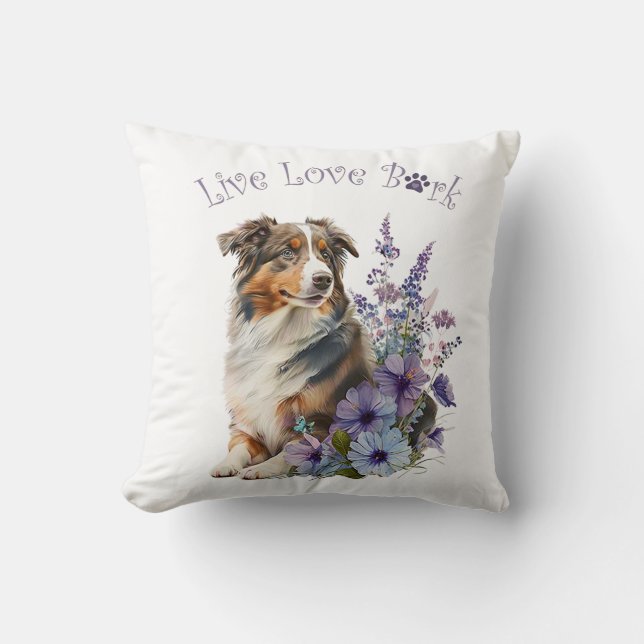 Australian Shepherd Dog Mama Floral Kissen (Vorderseite)