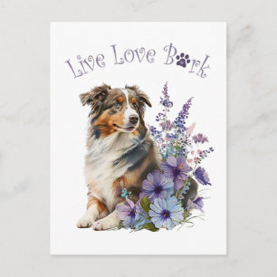 Australian Shepherd Dog Mama Floral Postkarte