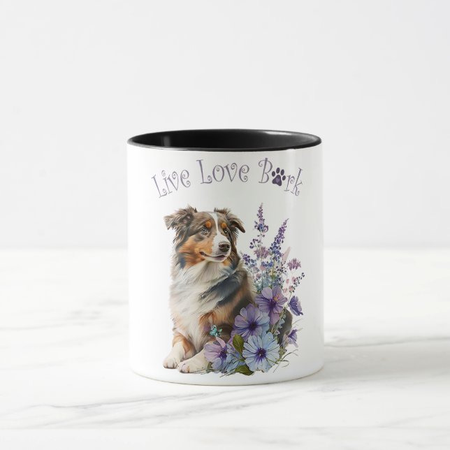 Australian Shepherd Dog Mama Floral Tasse (Zentrum)