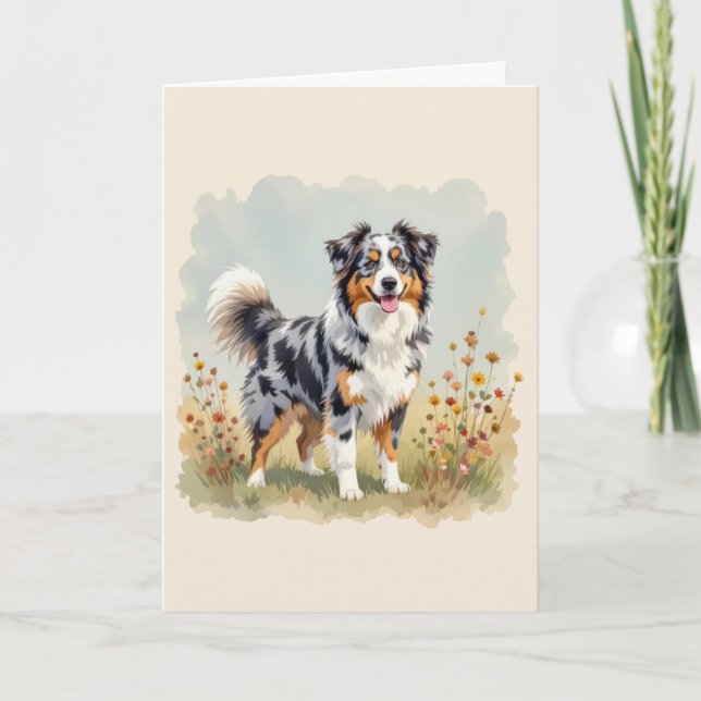 Australian Shepherd Dog Merle Long Schwanz Karte (Vorderseite)