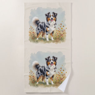 Australian Shepherd Dog Merle Long Schwanz Strandtuch
