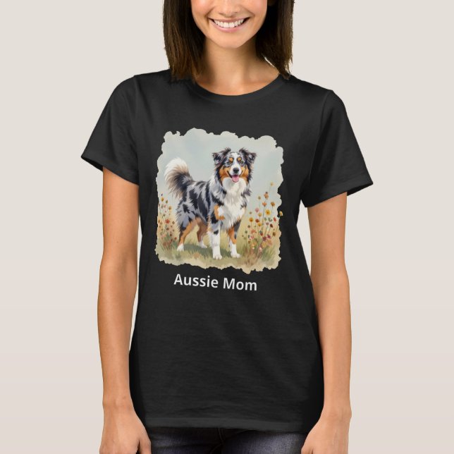 Australian Shepherd Dog Merle Long Tail Aussie Mom T-Shirt (Vorderseite)