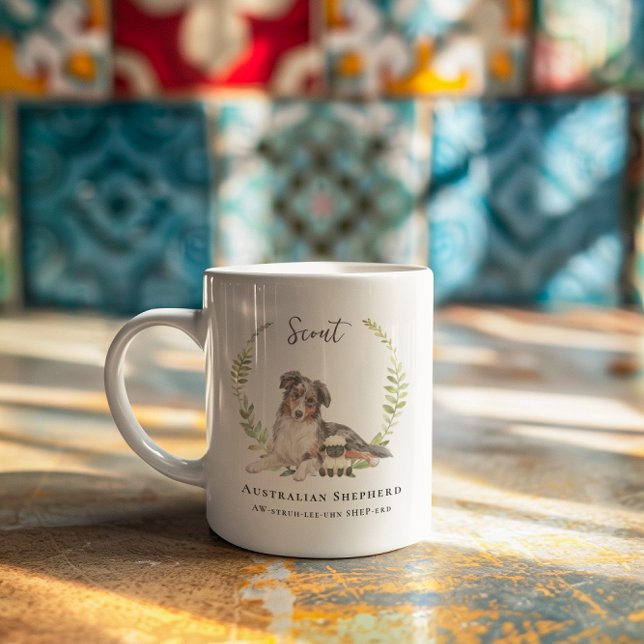Australian Shepherd Dog | Monogramm Kaffeetasse (Von Creator hochgeladen)