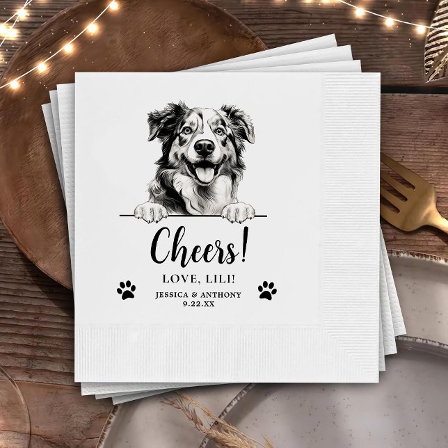 Australian Shepherd Dog Personalisiert Cheers Serviette (Von Creator hochgeladen)