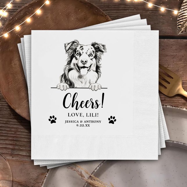 Australian Shepherd Dog Personalisiert Cheers Serviette (Von Creator hochgeladen)