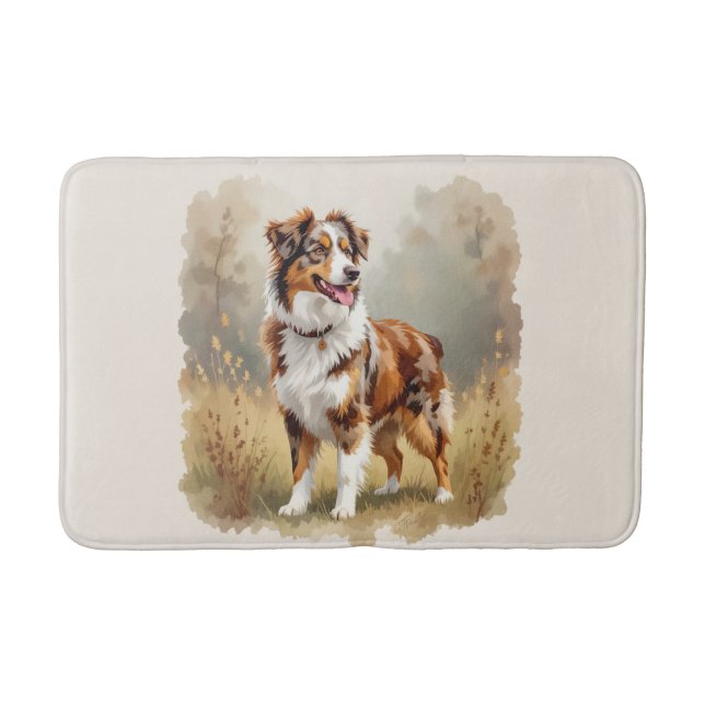 Australian Shepherd Dog Red Merle Aussie Badematte (Vorderseite)